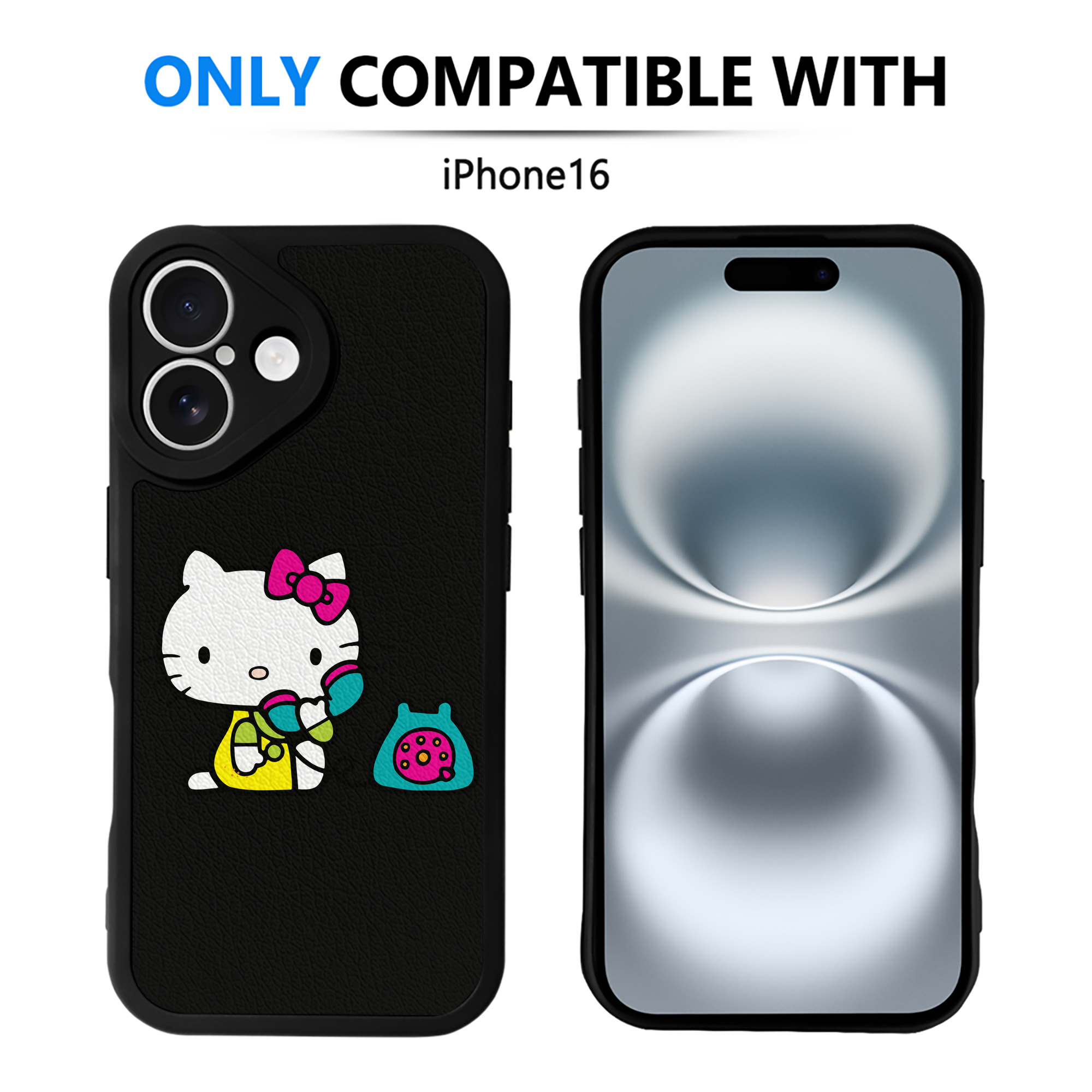 （画像用） Hello Kitty ハローキティ 【iPhone 16シリーズ対応】シリコンスマホケース（レザー調） 材質：シリコン
